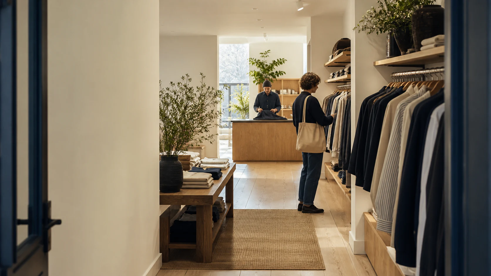 A steady walkthrough from the door to the counter of an independent shop